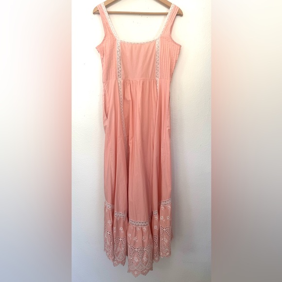 Love Shack Fancy Alwyn Eyelet Bubble Gum Pink Maxi Dress Embroidered Size 6 - Picture 10 of 15